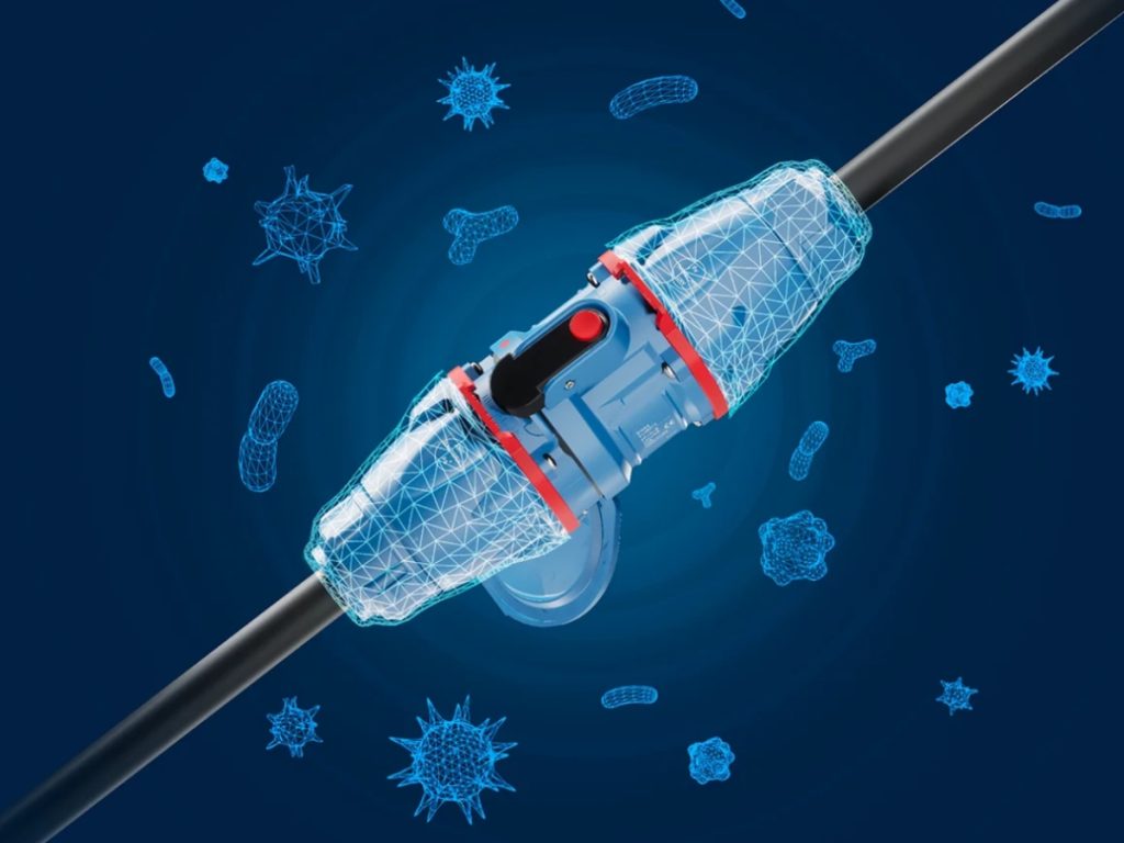 Hygienischer MARECHAL®-Steckverbinder mit antibakteriellem AG+ Schutz gegen Keime und Bakterien